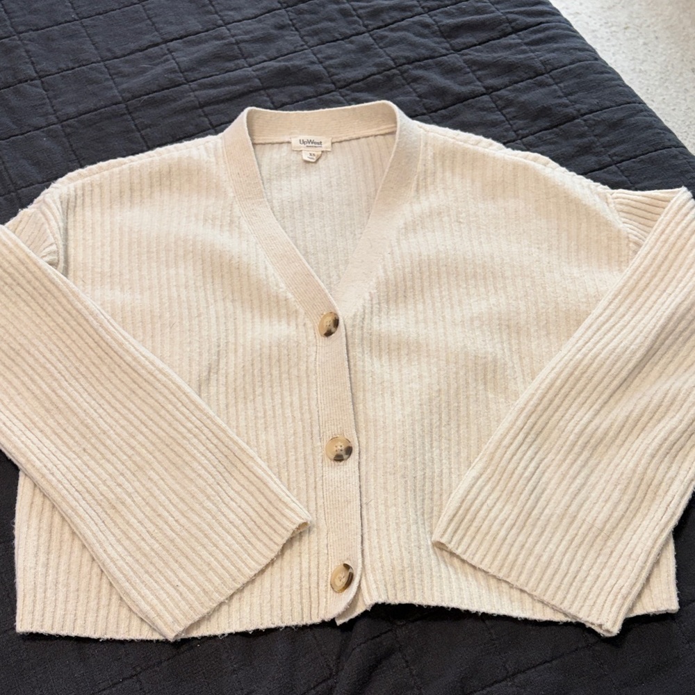 Cream Ribbed Cardigan